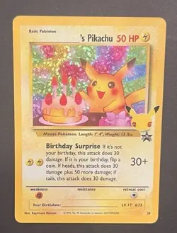 Pokemon Celebrations Birthday Pikachu 24/53 Classic Collection Holo Near Mint - Image 1