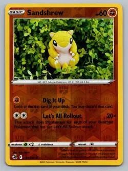 2021 Pokemon Fusion Strike Sandshrew 131/264 Reverse Holo NM - Image 1