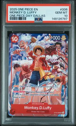 2025 ONE PIECE PROMOS ONE PIECE DAY DALLAS #006 MONKEY D. LUFFY PSA 10 - Image 3