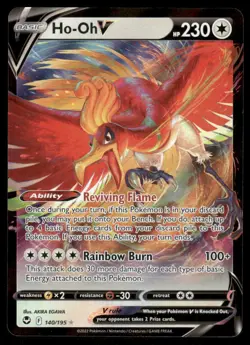 Pokemon Cards Ho-Oh V 140/195 Silver Tempest Holo Rare V NM - Image 1