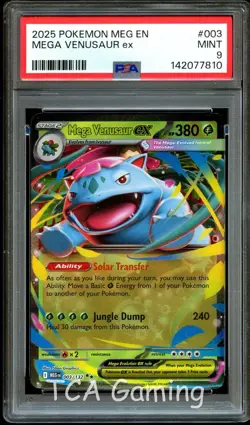 PSA 9 MINT Mega Venusaur Ex 003/132 HOLO RARE ME01 Pokemon Card 810 - Image 1