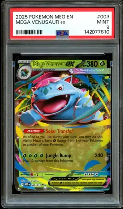 PSA 9 MINT Mega Venusaur Ex 003/132 HOLO RARE ME01 Pokemon Card 810 - Image 2