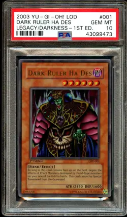 PSA 10 GEM MINT Dark Ruler Ha Des LOD-001 ULTRA RARE 1st Edition Yugioh Card 473 - Image 2