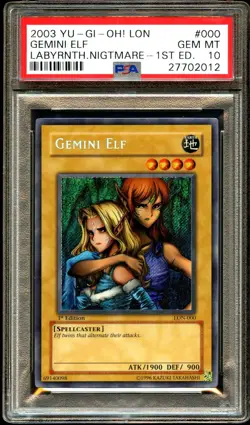 PSA 10 GEM MINT Gemini Elf LON-000 SECRET RARE 1st Edition LON Yugioh Card 012 - Image 2