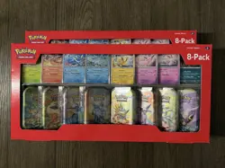 Pokemon Prismatic Evolutions 8 Mini-Tins w Promo Cards Costco x2 SHIPS SAME DAY - Image 1