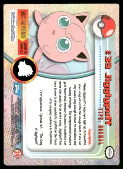 Pokemon Cards Jigglypuff #39 Topps Trading Cards Series 1 MP *3 - Image 2