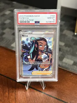 Pokemon TCG Vivid Voltage Nessa Full Art Ultra Rare Card 183/185 PSA 10 Gem Mint - Image 1