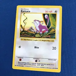 Rattata 61/102 -LP - Vintage 1999 WotC Base Set Pokemon Card Shadowless Lightly - Image 1