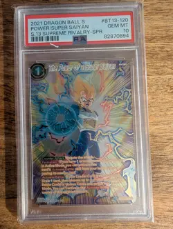 2021 DBS CARD GAME SPECIAL RARE #BT13-120 THE POWER OF A SUPER SAIYAN PSA 10 - Image 1