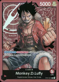 One Piece TCG • Monkey.D.Luffy ST01-001 • Pre-Errata Version • ENG/NM - Image 1