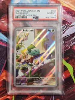Pokemon TCG Stellar Crown Bulbasaur Holo Rare Card 143/142 Sv07 IR PSA 10 - Image 1