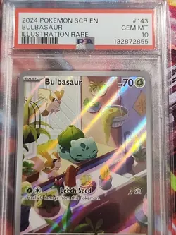 Pokemon TCG Stellar Crown Bulbasaur Holo Rare Card 143/142 Sv07 IR PSA 10 - Image 2