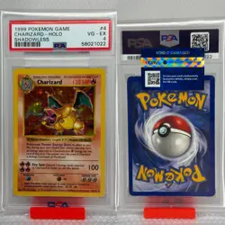 1999 POKEMON BASE SET SHADOWLESS CHARIZARD HOLO #4/102 PSA 4 EBAY AUTHENTICATED - Image 1