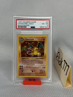 1999 POKEMON BASE SET SHADOWLESS CHARIZARD HOLO #4/102 PSA 4 EBAY AUTHENTICATED - Image 2