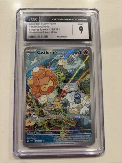 2024 Pokemon Scarlet & Violet Surging Sparks Castform Sunny Form #195/191 CGC 9 - Image 1