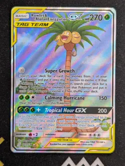 Rowlet & Alolan Exeggutor GX 215/236 SM - Unified Minds Pokemon NM Holo - Image 1