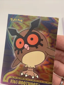 2001 Topps Pokemon Johto Series 3 Rainbow Holo Foil #163 HootHoot - Image 3