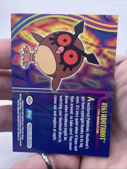 2001 Topps Pokemon Johto Series 3 Rainbow Holo Foil #163 HootHoot - Image 4