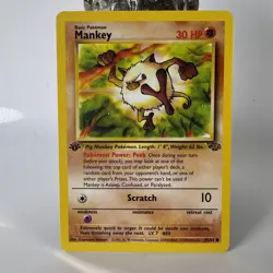 POKEMON RARE 1st EDITION JUNGLE ,, MANKEY,, 55/64 .1999 LP - Image 1