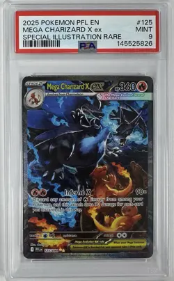 2025 POKEMON PFL EN-PHANTASMAL FLAMES #125 MEGA CHARIZARD X EX PSA 9 - Image 1