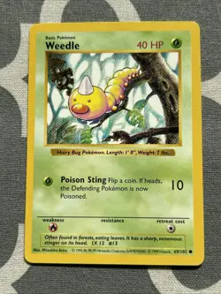 Weedle 69/102 Pokemon TCG Base Set Regular Shadowless Lightly Played LP - Image 1