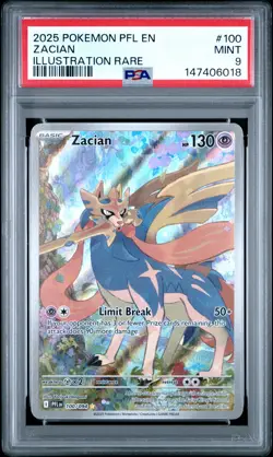 2025 POKEMON PFL EN-PHANTASMAL FLAMES ILLUSTRATION RARE #100 ZACIAN PSA 9 - Image 1