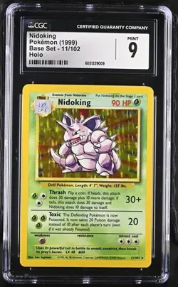 1999 Pokemon Nidoking Base Set Holo CGC 9 Graded - Image 1