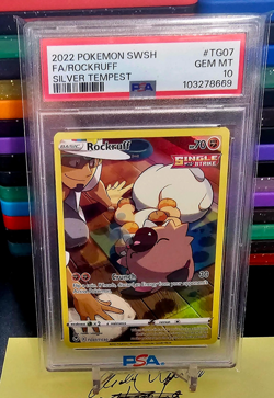 2022 Pokemon Full Art Rockruff Silver Tempest TG07/TG30 PSA Gem Mint 10 ENG - Image 1
