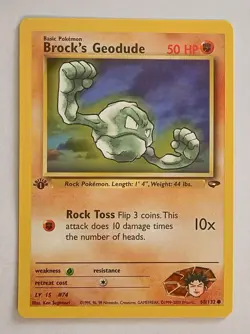 Pokemon - Brock's Geodude - Gym Challenge 68/132 1st Edition - Common - NM - Image 1