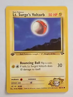 Pokemon - Lt. Surge's Voltorb - Gym Challenge 86/132 1st Edition - Common - NM - Image 1