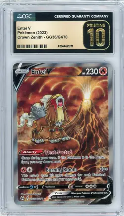 Pokemon Crown Zenith Entei V GG36/GG70 Galarian Gallery CGC 10 Pristine - Image 1