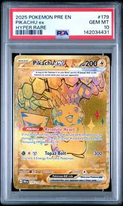 2025 POKEMON PRE EN-PRISMATIC EVOLUTIONS HYPER RARE #179 PIKACHU EX PSA 10 - Image 1