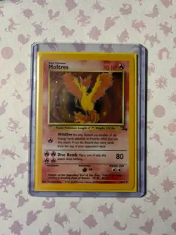 1999 Pokemon Fossil Moltres Holo Unlimited WOTC #12 Near Mint Vintage - Image 3
