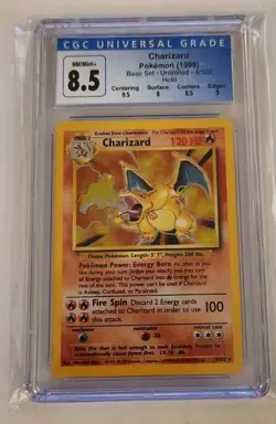 Pokemon Charizard 4/102 Base Set Unlimited CGC 8.5 Old Label With Sub Grades - Image 1