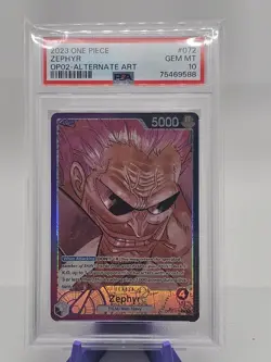 One Piece Card Game TCG OP02-072 Zephyr Alt Art Leader PSA 10 - Image 1