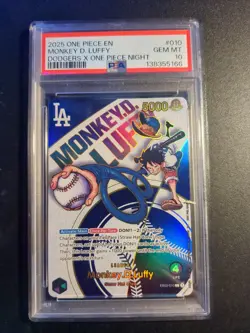 Monkey.D.Luffy (Dodgers x ONE PIECE) EB02-010 One Piece Promotion Cards PSA 10 - Image 2