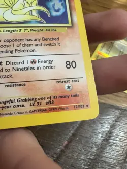 Ninetales 12/102 Holo Base Set Unlimited Holo Rare Pokemon TCG Card LP - Image 5