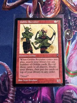 Goblin Recruiter MTG Visions Rare Red Creature Near-Mint Free Shipping Magic - Image 1