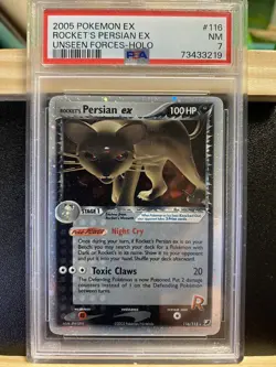 2005 Pokemon Unseen Forces EX Rocket's Persian EX Holo #116 PSA 7 NM - Image 1