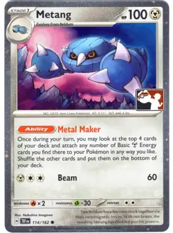 Metang 114/162 Pokemon Play! Prize Pack Series 7 Cosmos Holo - 1 Swirl! - NM - Image 1