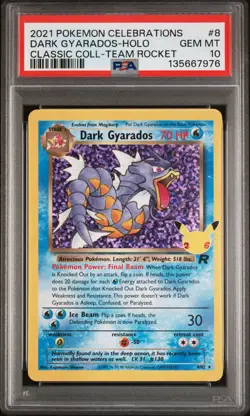 2021 POKEMON CELEBRATIONS CLASSIC COLL #8 DARK GYARADOS-HOLO PSA 10 - Image 1