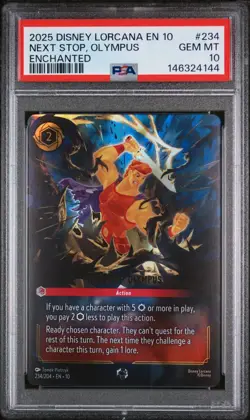 Disney Lorcana Whispers in the Well - Next Stop, Olympus #234 Enchanted PSA 10 - Image 1