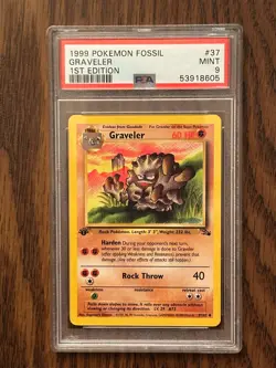 POKEMON FOSSIL 1st Edition GRAVELER #37 NON HOLO PSA9 #53918605 - Image 1