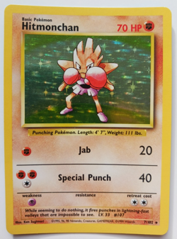 Hitmonchan Pokemon Card Holo WOTC 7/102 Base Set Rare Vintage 1999 Original LP - Image 1