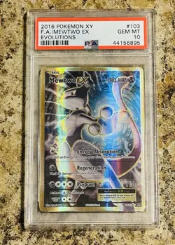2016 POKEMON XY EVOLUTIONS #103 FULL ART/MEWTWO EX PSA 10 - Image 1