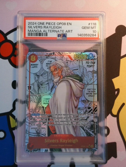 2024 ONE PIECE OP08-TWO LEGENDS MANGA ALTERNATE ART #118 SILVERS RAYLEIGH PSA 10 - Image 1