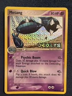 Metang 40/107 EX Deoxys Reverse Holo Stamped Pokemon Card LP - Image 1