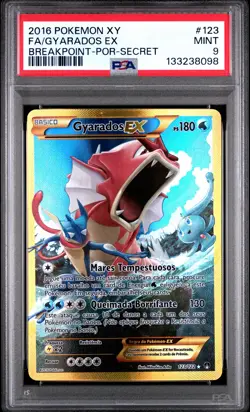 2016 POKEMON XY BREAKPOINT PORTUGUESE-SECRET #123 FULL ART/GYARADOS EX PSA 9 - Image 1