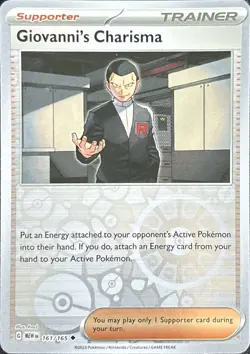 Giovanni's Charisma 161/165 Uncommon 151 Pokemon Reverse Holo Near Mint - Image 1