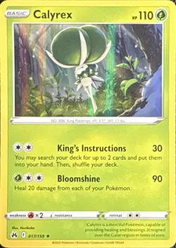 Calyrex 017/159 Holo Rare Crown Zenith Pokemon Reverse Holo Near Mint - Image 1
